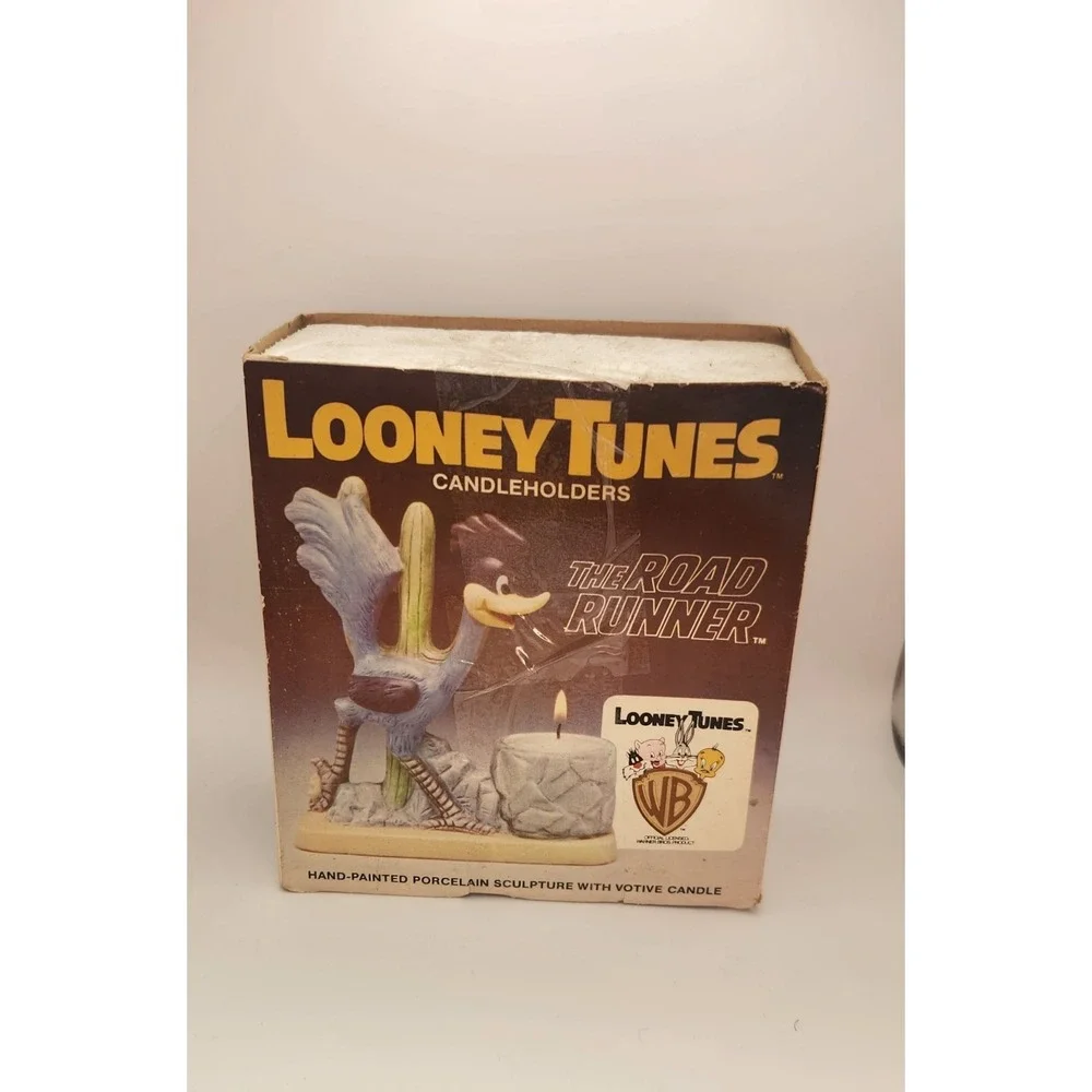Vintage Road Runner 1980 Ceramic Candle Holder Warner Bros Looney Tunes WITH BOX